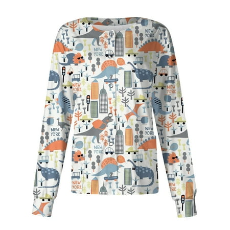 

Plus Size Scrubs Jackets for Women with Button O Neck Jacket Top Jogger Cute Animals Dinosaur Printed Cartoon Jacket Tops Nursing Uniform Four-Way Stretch Classic Fit Scrub Jacket Top Orange 5XL