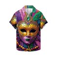 thumbnail image 2 of JURANMO Daily Deals Clearance Mens Hawaiian Shirts Novelty Mask Graphic Printed T-Shirt Casual Lapel Button Up Vacation Summer Top Multicolor 5XL, 2 of 6
