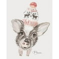 thumbnail image 3 of Hollihocks Art 12x14 Black Modern Framed Museum Art Print Titled - Cozy Pig, 3 of 5