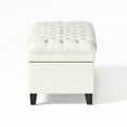 thumbnail image 6 of Noble House Jacky Rectangular Faux Leather Lift Top Storage Ottoman, Ivory, 6 of 12