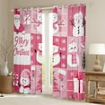 thumbnail image 2 of Manfei Cartoon Snowman Curtains Pack of 2 (42x84 Each) for Child, Kawaii Pink Xmas Tree Curtains Blackout, Christmas Patchwork Print Bedroom Curtains, Curtains and Drapes Room Decor, 2 of 6