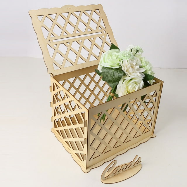 Wedding Card Box Elegant DIY Card Reusable Personalized Collapsible Envelop Gift Card Boxes for Wedding Reception Birthday Party JM01375