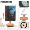 thumbnail image 3 of WOBOGO Lonely Woman Bedroom Table Lamp USB Power Connector Wooden Base Round Linen Shade For Living Room Desk, 3 of 7