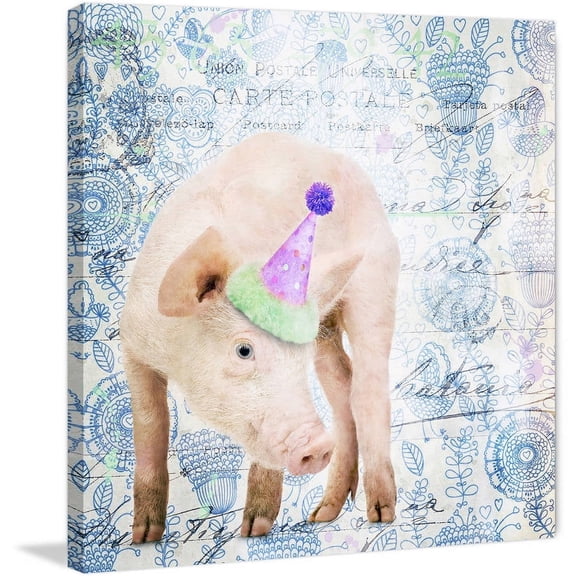 Marmont Hill "Party Pig" by Morgan Jones Painting Print on Wrapped Canvas