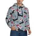 thumbnail image 2 of Fotbe Men's Hoodie with Christmas Hat Dachshund Pattern - Kangaroo Pocket Pullover Hooded Sweatshirt, Perfect for Daily Wear, Travel, and Home-X-Large, 2 of 7