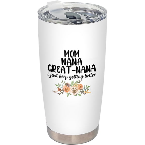 Mother''s Day Nana Gift for Mom Great-Nana Tumbler, Pregnancy Announcement for Grandma Stainless Steel Tumbler with Lid and Straw 20oz, Great Grandma Baby Announcement Travel Coffee Cup