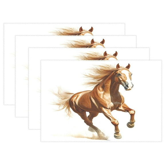 Ryvnso Placemats Set of 4 Horse Running Dining Mats Heat-Resistant Non-Slip Washable Table Mat