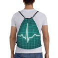 thumbnail image 2 of Kdxio ECG Wave Print Drawstring Backpack Bag,Waterproof Draw String Back Sack, Gym Drawstring Bags Swim Bag For Unisex, 2 of 9