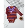 thumbnail image 3 of Sedceaty Baby Romper, Halloween Stripe Cartoon Patterns Lapel Long Sleeve Bodysuit for Girls Boys, 0-3 Years, 3 of 9