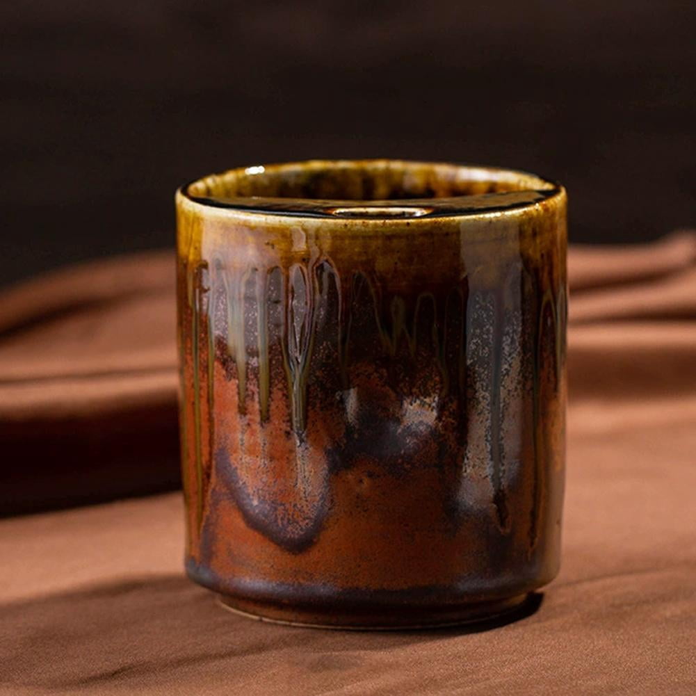 18oz Vintage Kiln Ceramic Coffee Mug with Sip Hole,Retro Art Ceramic Coffee Cups Espresso Cup with Straws,Hand Painted CeramicCup Heat Resistant Non Slip,CeramicCup Gift for CoffeeLovers