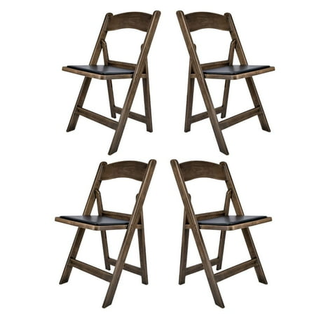 Fruitwood WoodGrain™ Folding Chair with Black Seat - Sold in Sets of 4 by Chivari