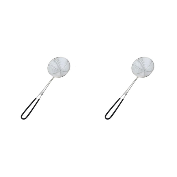 Advancent Espumadera para el hogar, cuchara para freír Pasta, colador de acero inoxidable, mango antideslizante, utensilios de cocina, Negro Medio 2piezas