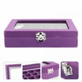 thumbnail image 4 of LAMIRO Wooden Jewelry Storage Boxes Cover Jewelry Organizer Portable 24 Grids Earring Box Rings Display Box for Women Girls (Purple), 4 of 7