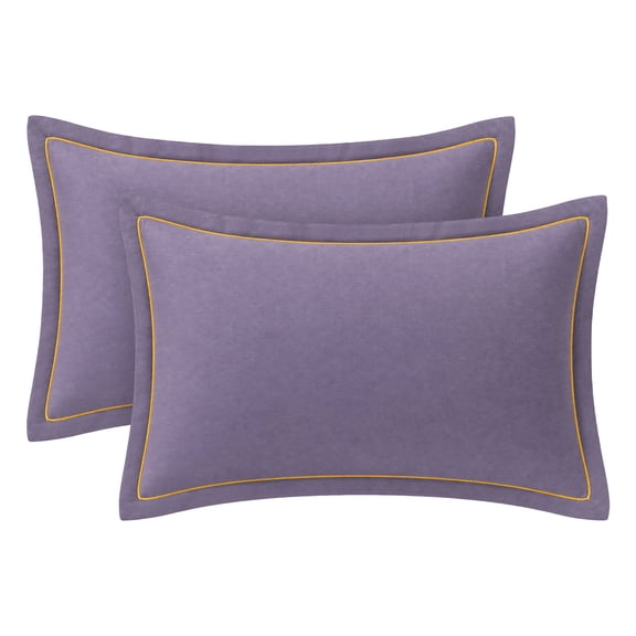 Unique Bargains 2Pcs Smooth Wrinkle Resistant Cotton Pillowcase Queen Purple