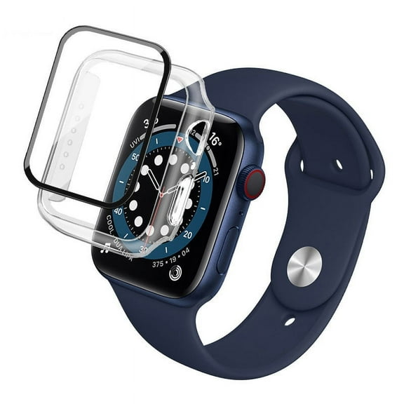 AMZER 2 in 1 PC Frame Case with Tempered Glass Film For Apple Watch SE 2022 44mm - Transparent