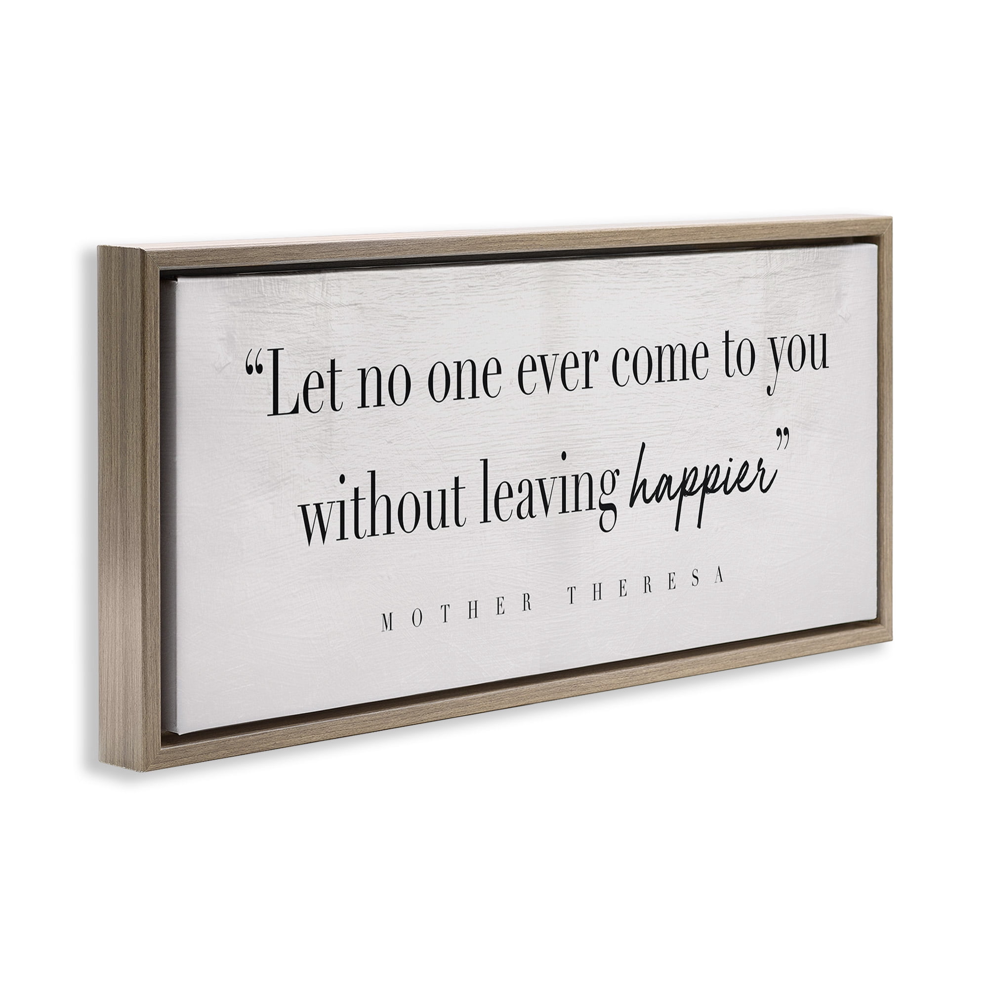 Stupell Industries Mother Theresa Inspirational Quote Typography Painting Brown Floater Framed Canvas Art Print Wall Art, 25 x 11