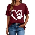 thumbnail image 1 of Pisexur Hauts pour Femmes T-Shirt Graphique de la Saint-Valentin - Col Rond Manches Courtes Imprimé Vin,G, 1 of 5