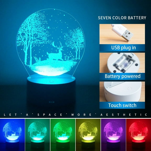 Vikakiooze 2023 Promotion on sale, Children's Night Light, 3D Night Light, 7 Color Changes, Battery Models (batteries Not Included)or U, Room Decoration, Gifts For Children And Girls