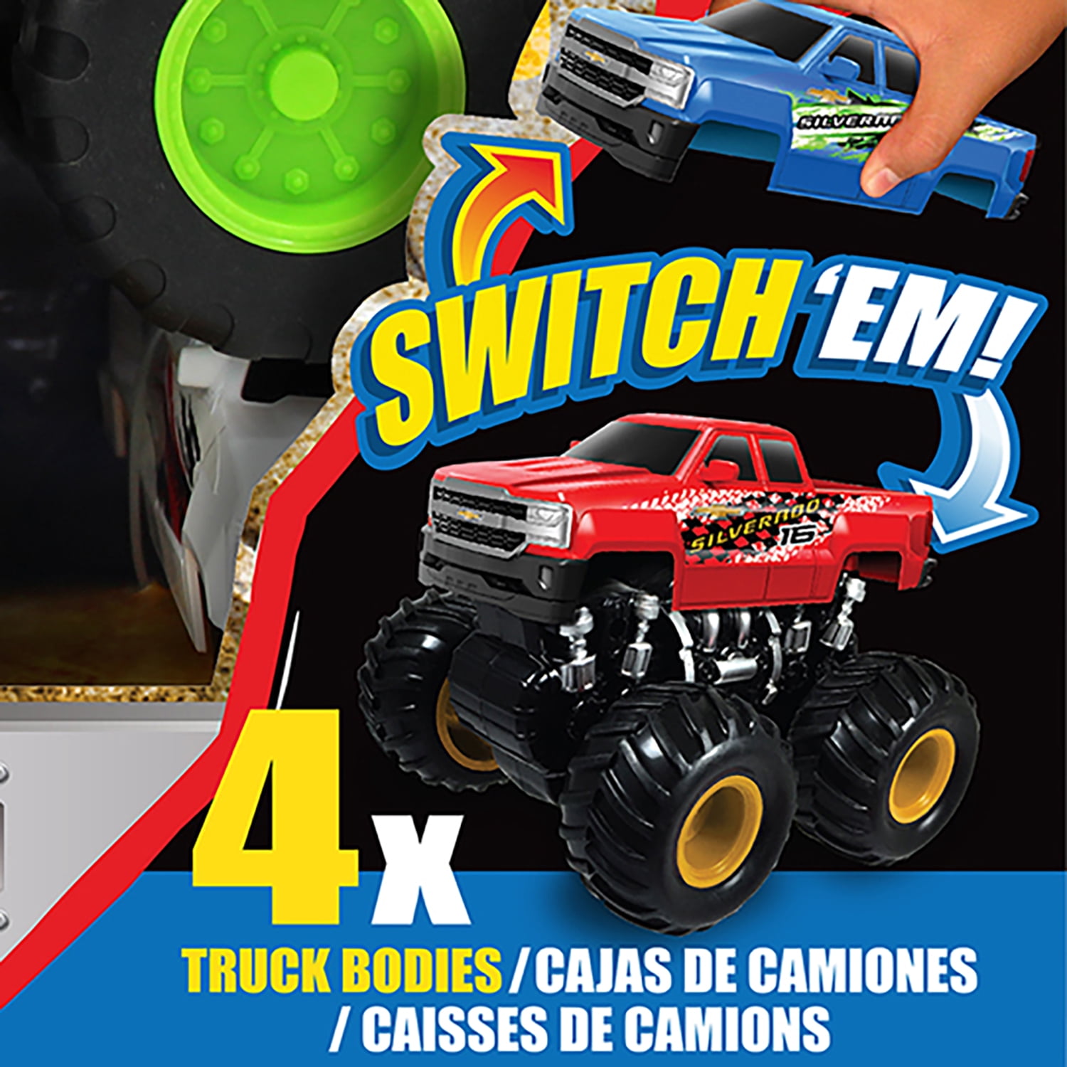 Jam'N Products - Chevy Silverado 1500 Friction Switch'Em Power Toy Vehicle Gift Set - 3 Years and up
