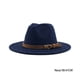 thumbnail image 4 of Minnieouse Sombrero de fieltro para mujer, gorro decorativo de ala ancha, cómodo, transpirable, para otoño e invierno, gorros a prueba de viento Accesorio para el cabello Azul marino 58-61cm, 4 of 6
