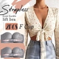 thumbnail image 2 of WZXFASHION Womens 2PCS Solid Color Strapless Non Slip Adjustment Rimless Dress Bra F Cup Bra Grey 80F, 2 of 9