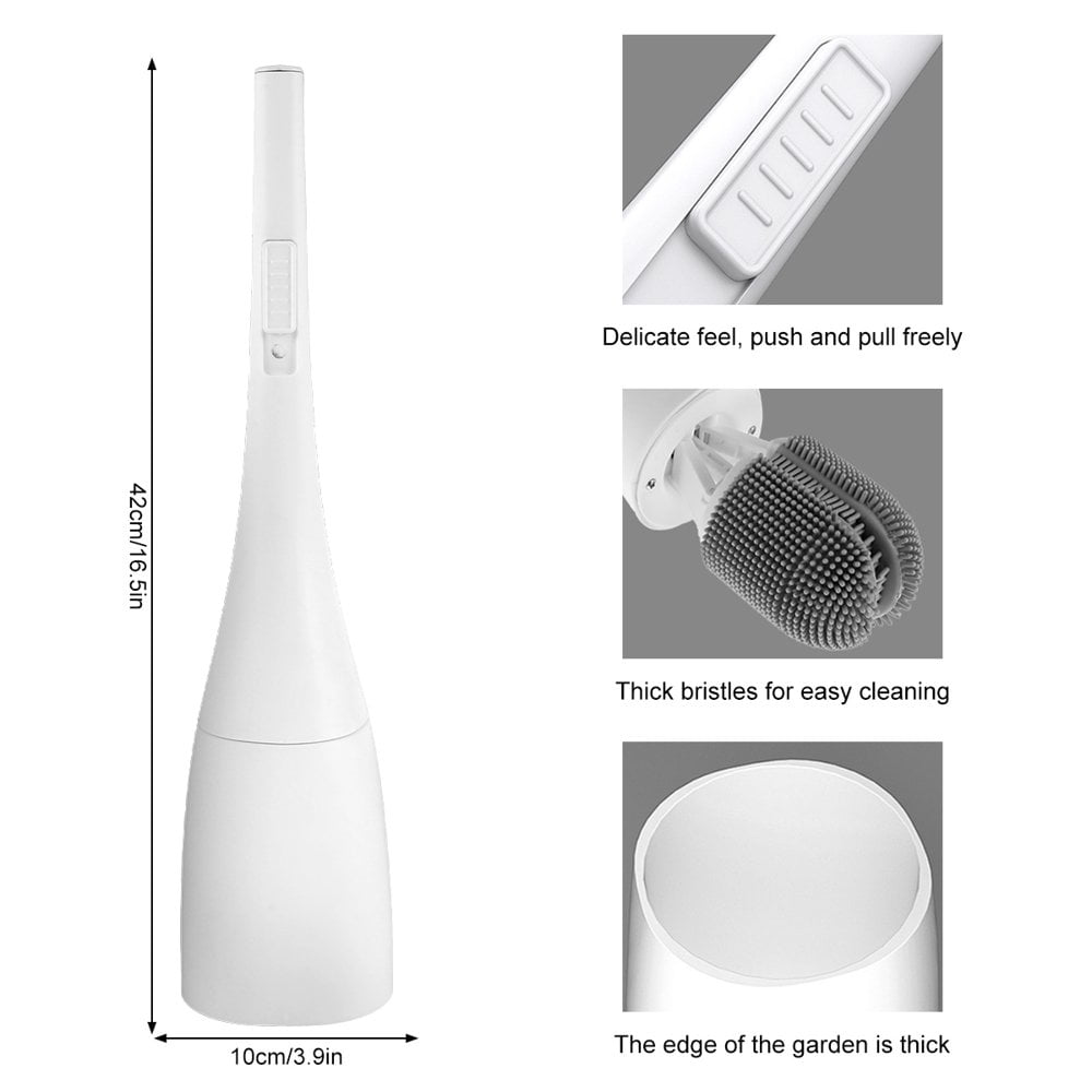 POINTERTECK Silicone Toilet Brush with Holder Deep Cleaning Toilet Bowl Brush Set Reusable 90° Double Sided Toilet Brush Portable Hanging Toilet Cleaner Brush Set for Bathroom Toilet Cle