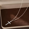 thumbnail image 4 of 925 Sterling Silver Cross Choker Necklace for Women Teens Simple Cross Pendant Necklace Chain Minimalist, 4 of 5