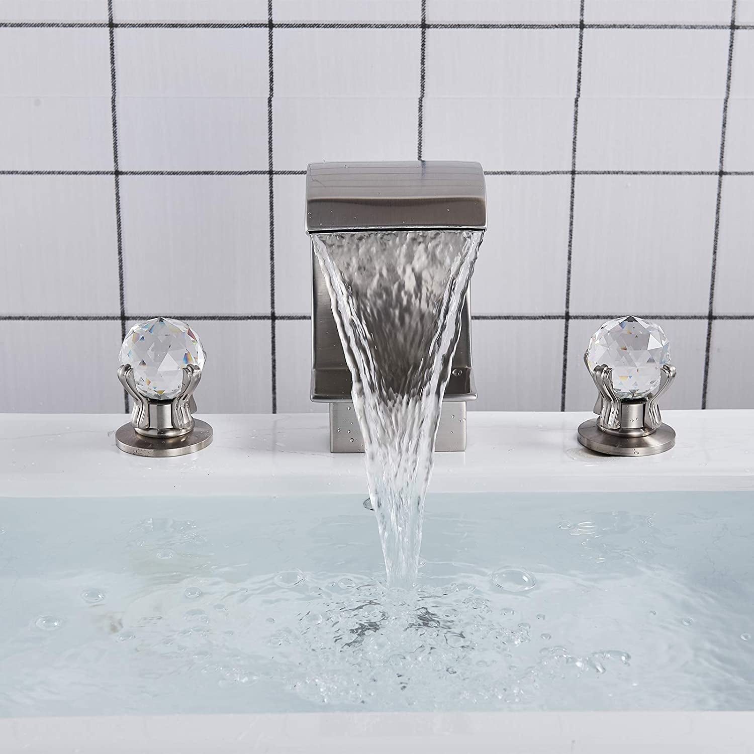 8" Widespread Bathroom Faucet Vanity Sink 2 Handle Tub Waterfall Basin Mixer Tap 