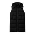 thumbnail image 4 of Mifsaly Womens Long Puffer Vests Zip Up Hooded Quilted Vest Snap Button Winter Casual Daily Going Out Windproof Outerwear with Pockets, 4 of 7
