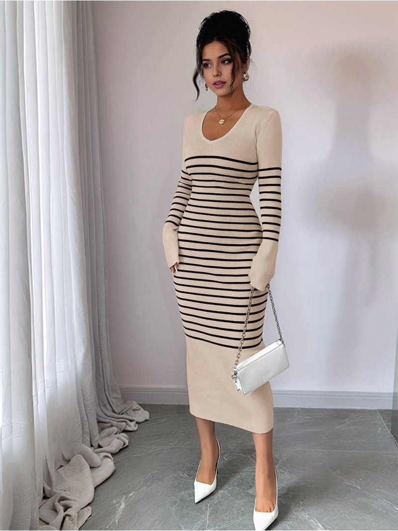 long black elegant dress V Neck Strech Jersey Formal 7/24/23 js Size:50 Long Floor length Women's Black Puff-Sleeved Dress