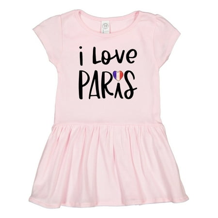 

Inktastic I Love Paris French Flag Heart Gift Toddler Girl Dress
