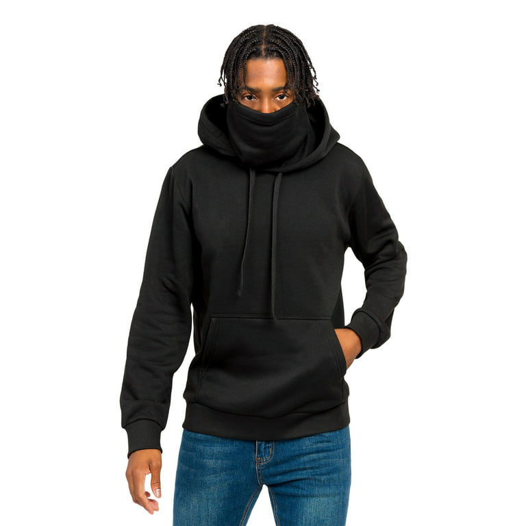 G-Style USA Men's Fleece Hoodie with Mask Pullover Sweatshirt, Up to 5X, Size: Small, Black