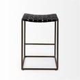 thumbnail image 3 of Maklaine 26" Black Woven Leather with Metal Frame Stool, 3 of 9