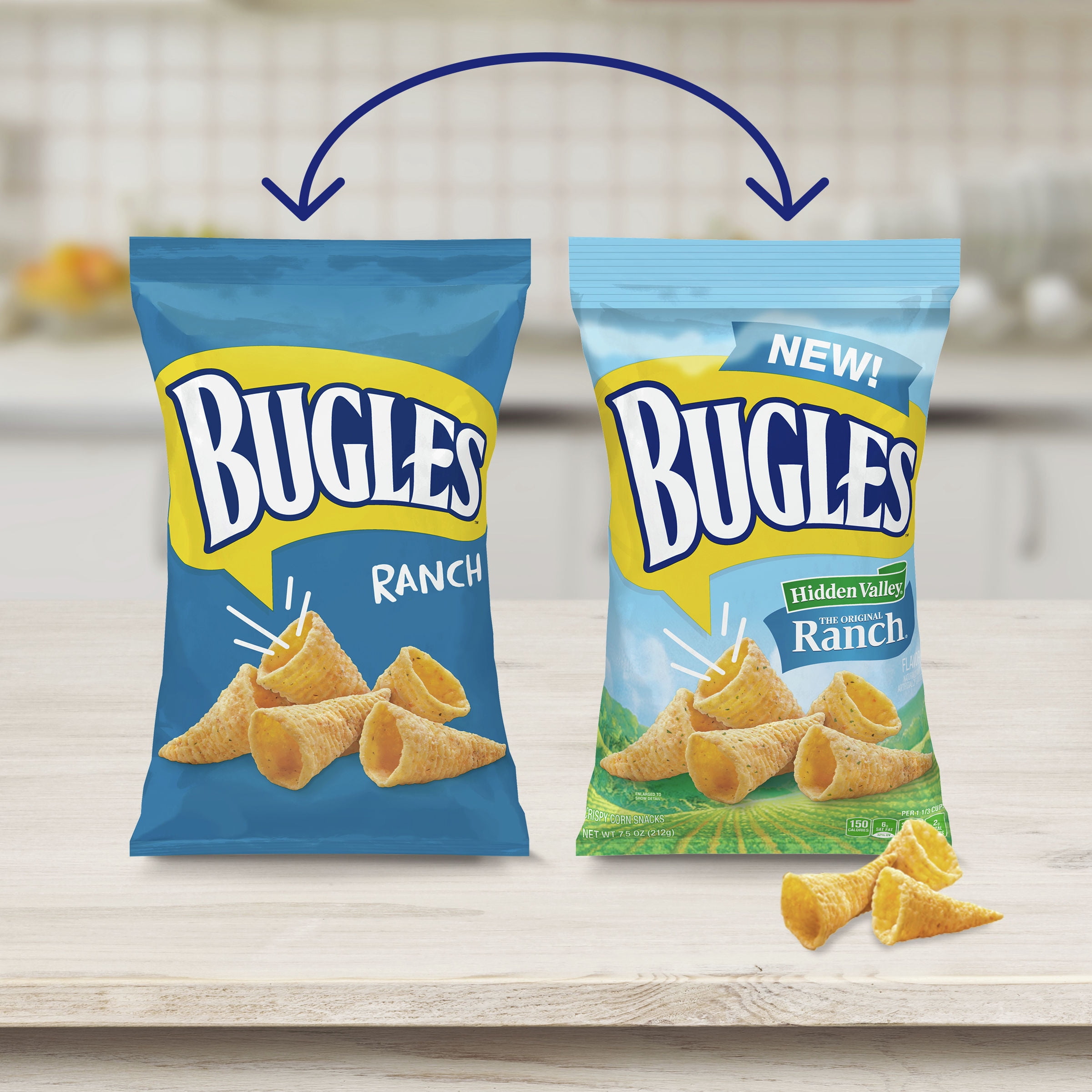 Bugles Crispy Corn Snacks, Sweet & Salty Caramel, Snack Bag, 10.5 oz