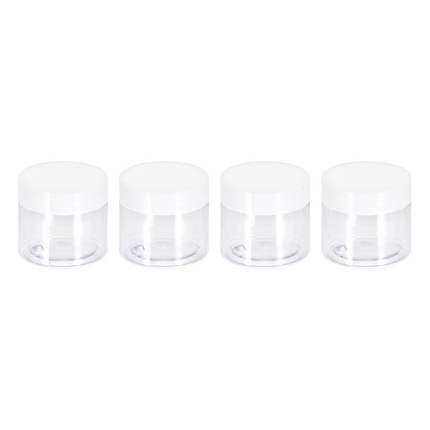 Transparente Plástico Frascos con Blanca Tapa - 4Uds 5oz/150ml Almacenamiento Recipientes Juego 70mm Diámetro Reutilizables Macetas para Cocina Organizador Unique Bargains conjuntos de contenedores de almacenamiento de alimentos