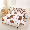 thumbnail image 2 of Erosebridal Brown Capybara Queen Sheet Sets for Kid, Pink Blossoms Flower Bed Set, 4-Piece, 2 of 5