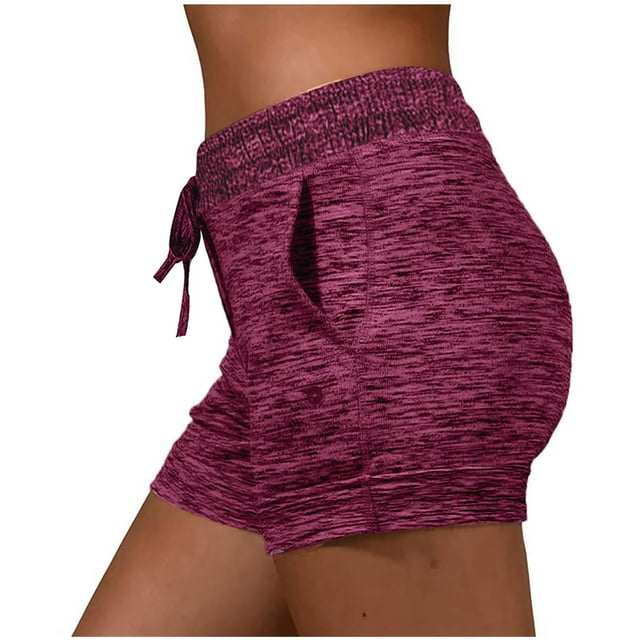 Karight Lounge Shorts for Women Summer Casual Athletic Outfits Elastic High Waist Running Lounge Shorts with Pockets