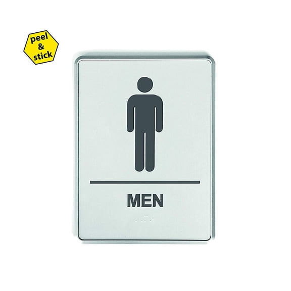M&T Displays Aluminum Panel Braille Bathroom Restroom Toilet Sign 6x8 Inch (Men/Women)