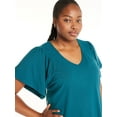thumbnail image 4 of Terra & Sky Women's Plus Size Ribbed Flutter Sleeve Top, Sizes 0X-5X, 4 of 5