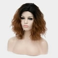 thumbnail image 3 of Unique Bargains Human Hair Wigs for Women Lady Curly Wig Cap Fluffy Curly Wavy Brown, 3 of 6