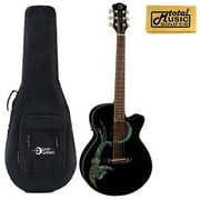 Luna Fauna Phoenix Acoustic/Electric Guitar w/ Case, Black, FAU PHX BLK LL FP