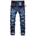 thumbnail image 1 of TIMIFIS Men's Slim-Fit Stretch Jean Fashion Trend Micro Elastic Slim Tie Elastic Small Straight Leg-BlueFall, 1 of 1