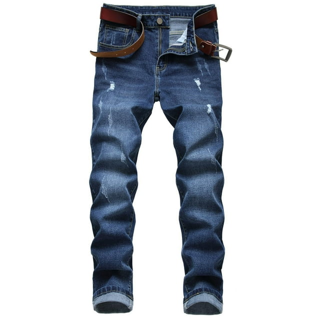TIMIFIS Jean Ajusté Extensible pour Homme Tendance Mode Microélastique Mince, Taille Élastique, Petite Jambe Droite - Bluefall