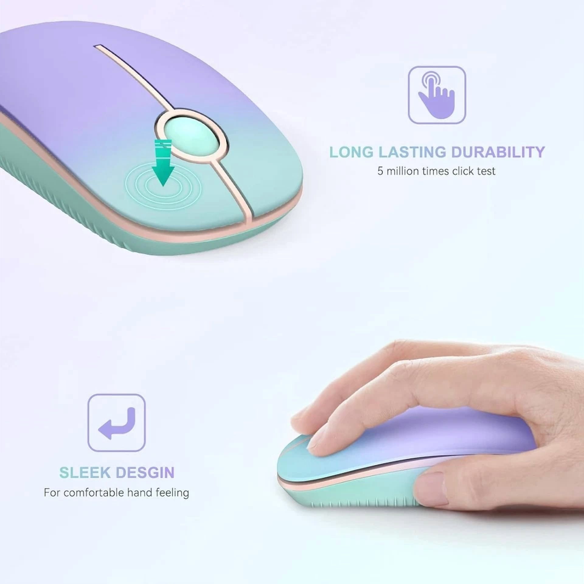 CRESTIN- Wireless Bluetooth Mouse,Led Dual Mode Rechargeable Silent Slim Laptop Mouse