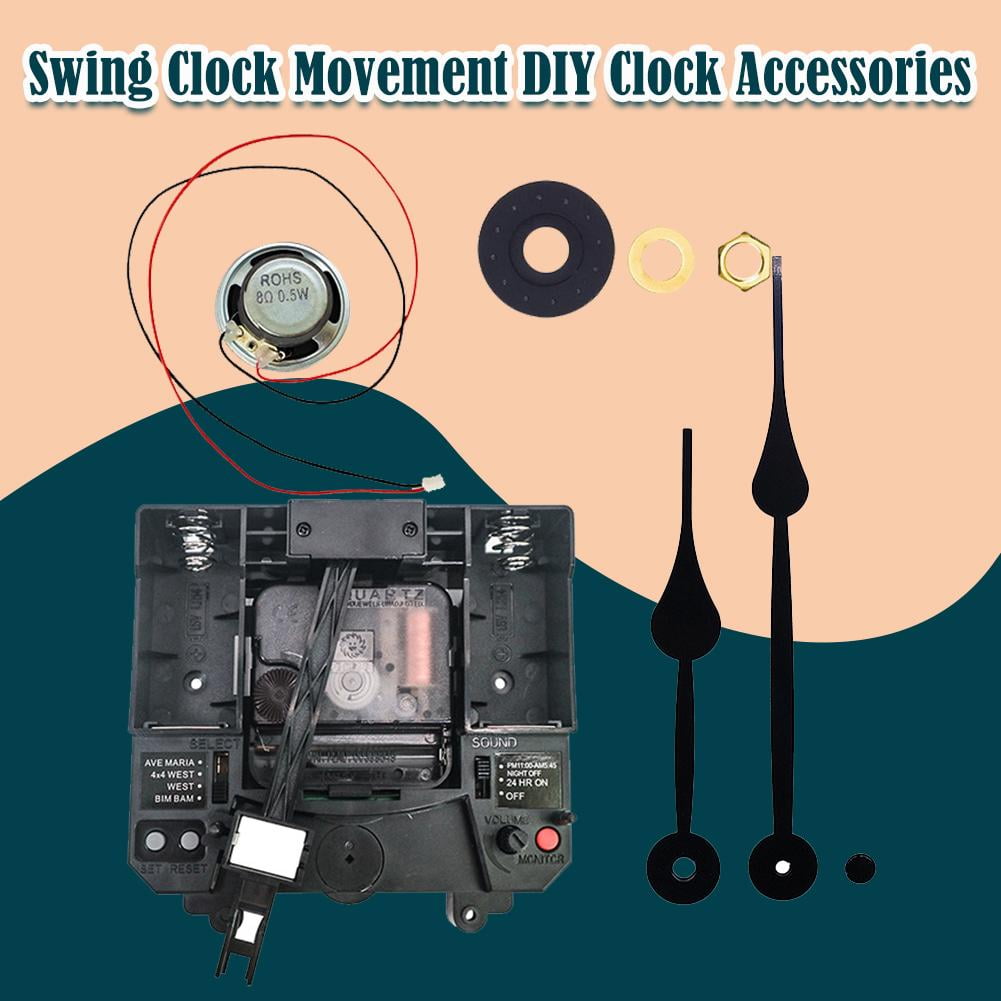 Silent Quartz Clock Movement with Music Chime Box, DIY Wall Clock Repair Kit for Personalized Pendulum Clocks