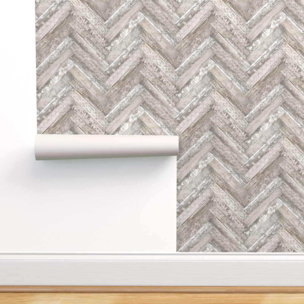 Wallpaper Designer Gray Herringbone Faux Wood Parquet Chevron Looks Real Up 