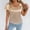 Khaki, variant on Duojiaj Women's Short Sleeve Satin Blouses Casual Loose Crewneck Silk Shirts Roll Up Sleeve Tunic Tops