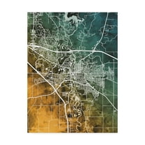 Trademark Fine Art 'Iowa City Map Teal Orange' Canvas Art by Michael Tompsett