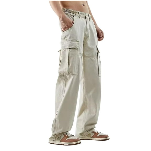 Dpytoraw Men's Casual Baggy Cargo Pants Casual Streetwear Wide Leg Trousers