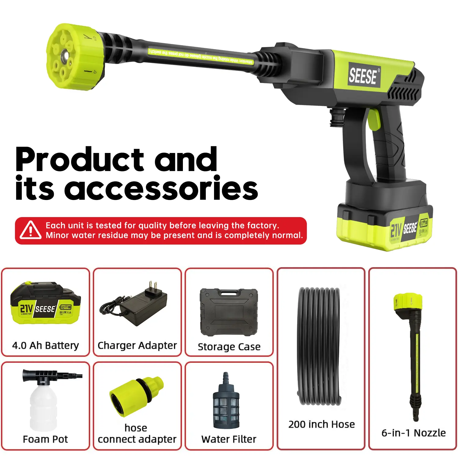 【SummerVibes】SEESE Cordless Pressure Washer and Single Port Charger Base, Bottle Portable Washer for Car,Home Cleaning & Garden Watering